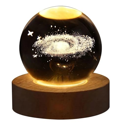Hohota Lampe boule de cristal 3D Unique avec Projections galaxie et planétaire, veilleuse USB for atmosphère confortable, boule de plasma(Galaxy)
