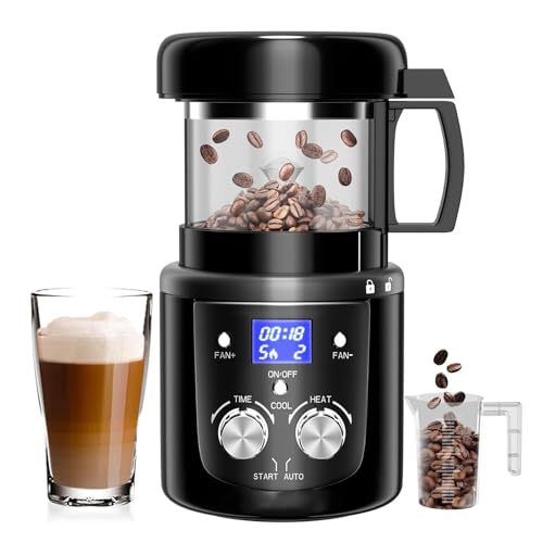 Torréfacteur Électrique De Grains De Café, Torréfacteur Avec Écran D'affichage LED, Puissance Éolienne Réglable De 1 À 8 Vitesses Et Capacité Sortie De 100 G, Chauffage Uniforme, Pour Restaurant