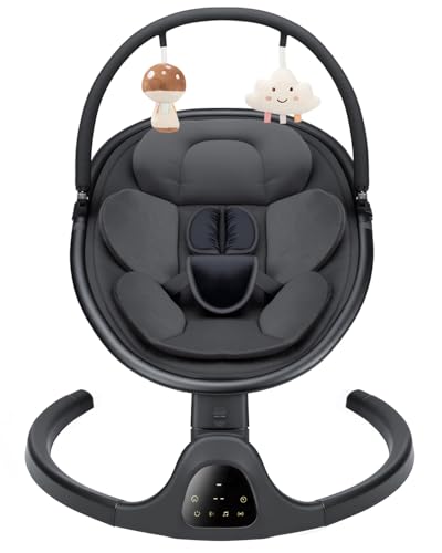 Baby Swing for Infants, Infant Swing with 5 Swing Speed, Built-in Lullabies, 5-Point Harness, Electric Infant Swing with Bluetooth for Indoor & Outdoor Use (Black)