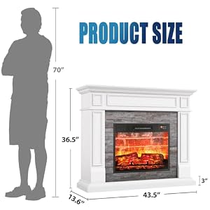 Naice 44" Electric Fireplace Mantel, Farmhouse TV Stand with Electric Fireplace Heater, Stacked Stone Surround and Remote Control 3D Realistic Flame, White Fireplace for Living Room Bedroom Naice 44 Electric Fireplace Mantel Farmhouse TV Stand with Electric Fireplace Heater Stacked Stone Surround and Remote Control 3D Realistic Flame White Fireplace for Living Room Bedroom