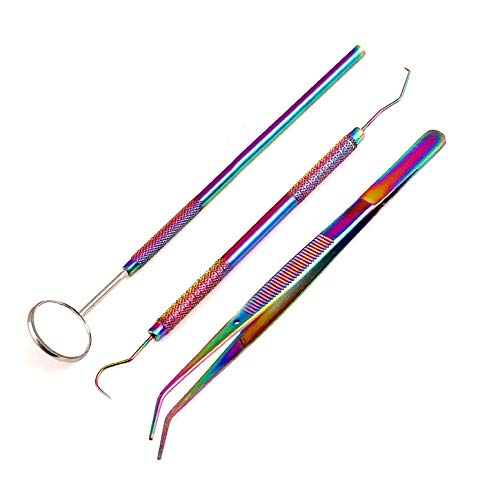 AAProTools Dental Stainless Steel Medic Grade 3-Piece Dental Instrument Tool Set Multi Color