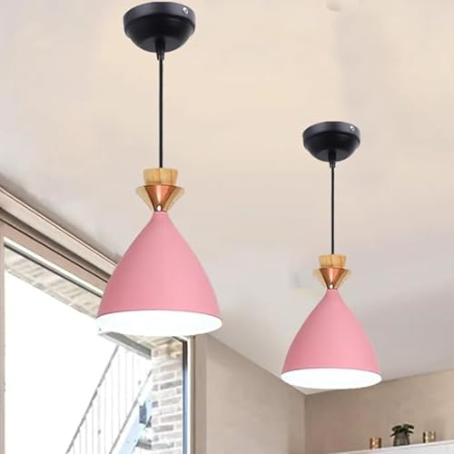 Image of Modern Pink Dome Hanging Pendant Light for Ceiling, Aluminium, Antique Decor, E-27 Holder, Bulb is not Included,Pack of 2