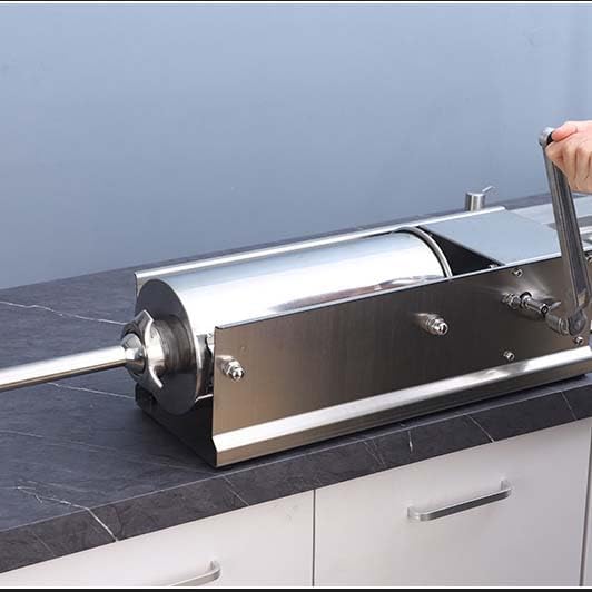 Manual Sausage Stuffer, 5L Stainless Steel Sausage Filler Machine with Silicone Piston & Multiple Nozzles, Easy Crank Handle for Making Homemade Sausage, Hot Dogs, Jerky Sticks