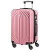 AnyZip Expandable Carry On Luggage, 20 Inch Hard Shell Travel Suitcase,Rolling Lightweight Suitcases with Wheels TSA Lock (Pink)