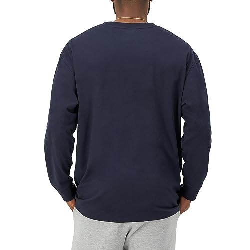 Image of Champion Men's Classic Long Sleeve T-Shirt, Standard Fit, C Logo, Available in Regular and Big & Tall, Navy, XX-Large Big