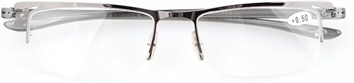 Miniatura 9 de Eyekepper 3 pares de lentes de lectura de media montura para hombres de metal con marco plateado +4.00