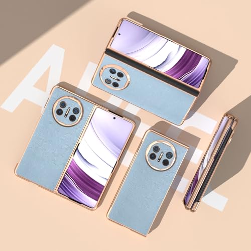 Huawei Mate X5 coque rigide antichoc en cuir bleu ciel élégant - 4