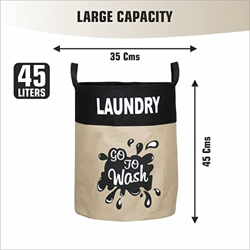 Image of 45 L Canvas Laundry Basket for Clothes & Toys (Go to Wash)
