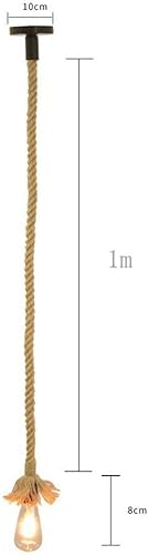 Miniatura 3 de 1 cabeza 1.5M cuerda de cáñamo vintage luz E26E27 base, lámpara de techo colgante, estilo retro para comedor, restaurante, bar iluminación (bombilla