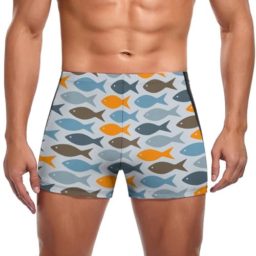 Swim briefs homme motif poisson imprimé au séchage ultra rapide