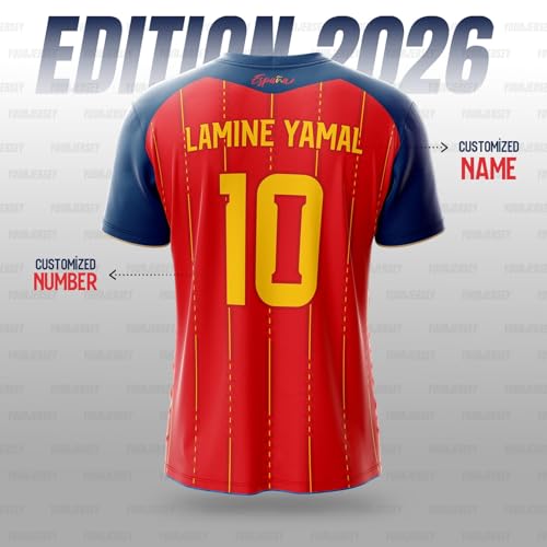 Image of YOURJERSEY Football World Cup 2026 Football Jersey All Team Jersey Custom Name & Number Print | Fan Personalised T-Shirt Sizes for Kids 2Y to Adults 4XL