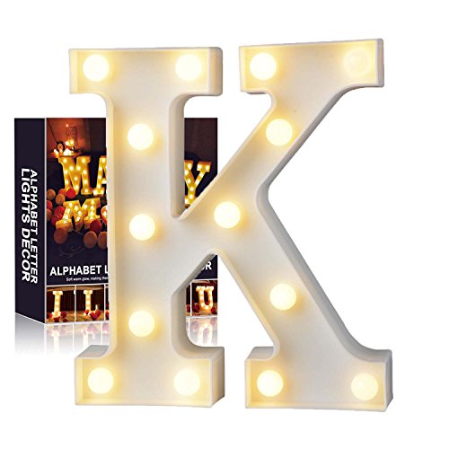 A-Z Alphabet Light White LED Lámparas de noche Plastic Letter Standing Hanging Lighting para Wedding Party Dormitorio Decoración de Navidad by Moobom (K)