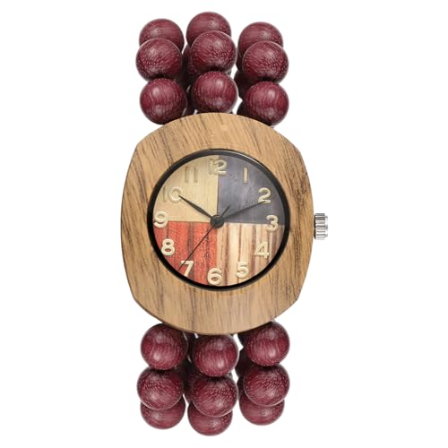 腕時計 円形 木製 個性的 レディース: 数珠 数字表示 ブレスレット型 クラシック 面白いグッズ 防水 防雨 プレゼント ギフト 記念日 誕生日 - スタイルA