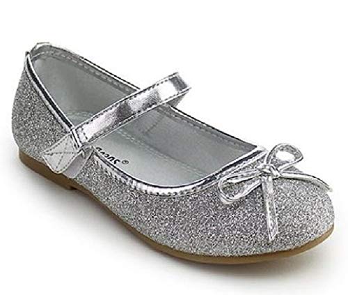 Jelly Bean Strawberry Mary Jane Ballet Flat Costume Shoes (8M US Toddler, Silver)