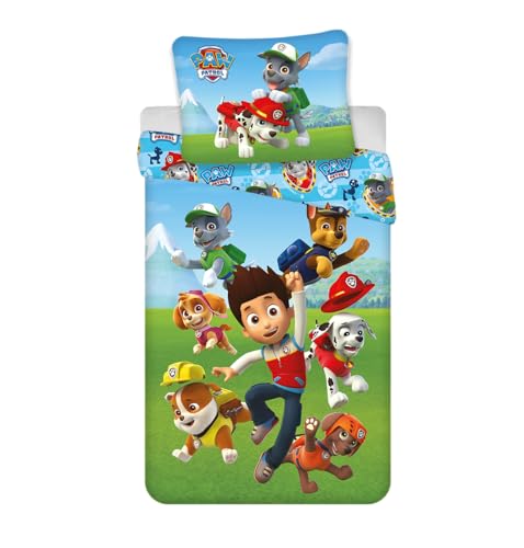 Juego de funda nórdica reversible de 140 x 200 cm + funda de almohada de 65 x 65 cm, con Ryder, Zuma, Chase, Stella, Rocky, Ruben y Marcus