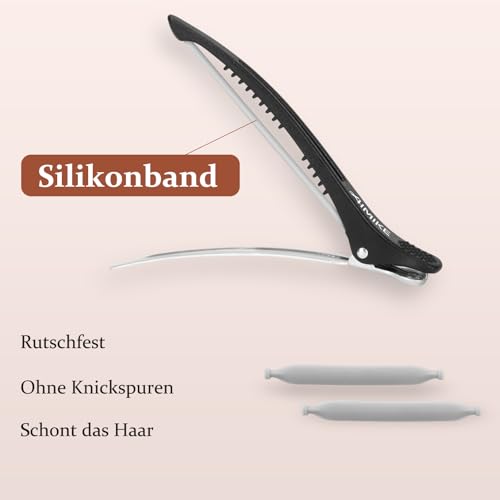 AIMIKE 6 Pack Hair Clips, Hair Clips for Styling and Cutting, Non-Slip Hair Clips with Silicone Band, No-Trace Section Clips for Thick and Thin Hair - Professional Salon Hair Pins