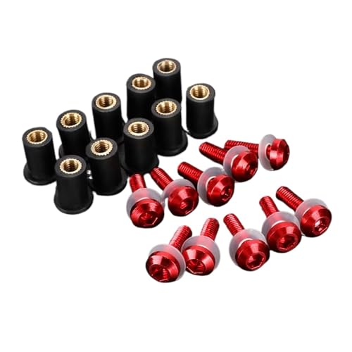 �o�C�N�p�l�W For Xadv750 For CBR650R CBR600RR CBR1000RR 10���� �I�[�g�o�C�p���b�V���[ �i�b�g �l�W �l�ߍ��킹 �o�C�N�{�f�B���[�N�p �{���g�L�b�g(Red)