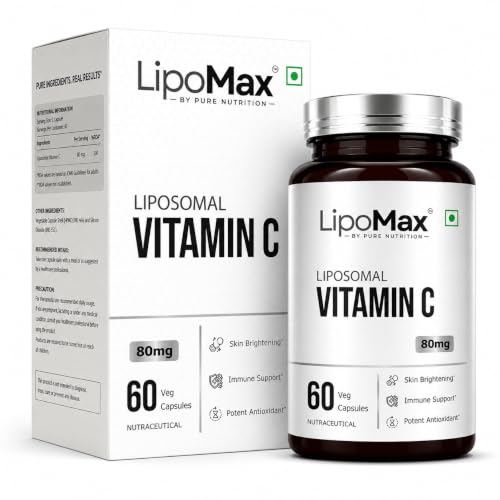 Image of LipoMax Liposomal Vitamin C Capsules 1000mg | High Absorption Vit C Supplement For Immunity, Skin & Antioxidant Support | Gentle On Stomach - 60 Veg Capsules