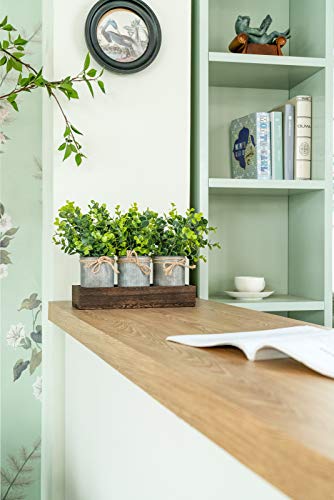 Dahey Decorative Galvanized Metal Pots Centerpiece Decor Wood Tray With Artificial Eucalyptus, 3 Buckets Rustic Farmhouse Home Decor For Coffee Table Dining Room Living Room Kitchen Bath, Brown #TOP3