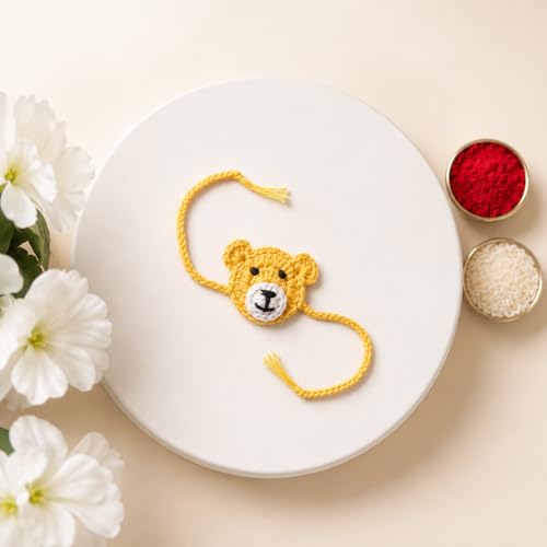 Image of The Baby First Box Handmade Crochet Baby First Rakhi for Kids Brother Sister | Soft Cotton Raksha Bandhan Rakhi for Boys Girls |
