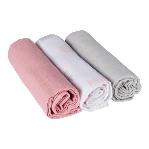 Bornino Mullwindeln 3er Pack 80(L) x 80(B) cm Grid - aus Reiner Baumwolle -...