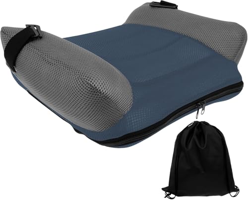 Asiento elevador para auto – Asiento inflable portátil de viaje sin respaldo, inflado/desinflado rápido, ligero con bolsa de transporte, lavable a máquina para el hogar/comedor/viaje (Azul marino)