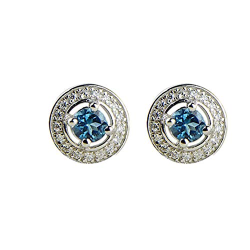 Pendientes de tuerca MIYUAN plata de ley 925 topacio azul joyería mujer pendientes pequeños