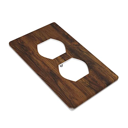 Guivupp Brown Wood Grain Electrical Outlet Cover Decorative Funny Wall Plate For Bedroom Kitchen Living Room Home Decor #TOP2