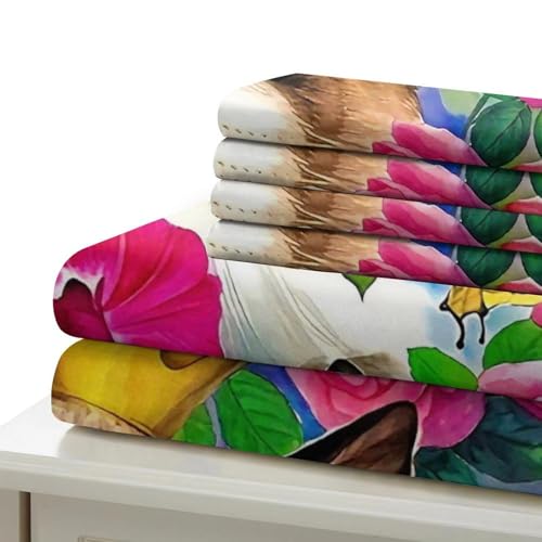 Housse de couette chat 3D anti-plis literie microfibre king size 220x240cm