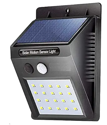 Seven Moon Cool White 20 LED Solar Light with PIR Motion Sensor; Waterproof Lamp for Outdoor, Garden, Parking, Yard, Street (Pack of 1, Black)