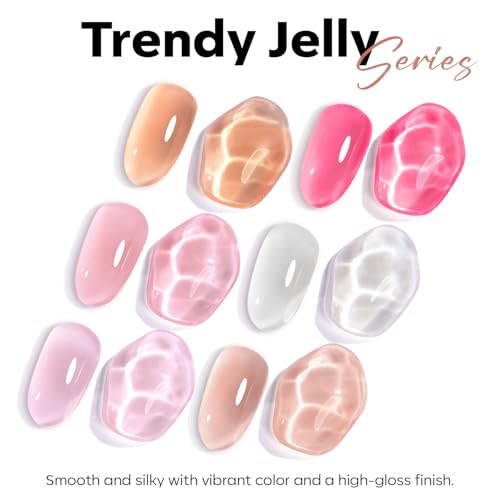 Image of modelones Nude Gel Polish Jelly Natural Pink Gel Nail Polish French Tip Base Color Translucent Soak Off U V Soap Nails for Nail Art Manicure at Home Valentin 15ML
