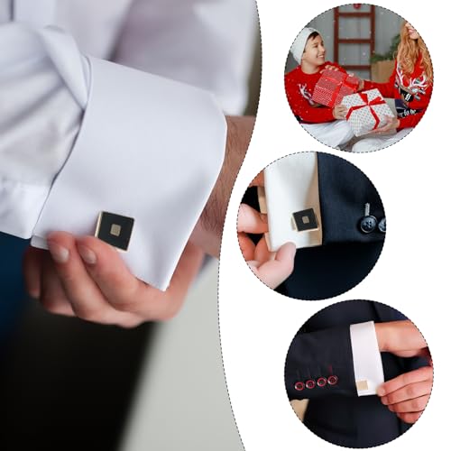 8 Pcs Cuff Links Mens Cufflinks Classic Gold Black Cufflinks Striped Round Square Rectangle Cuff Links for Shirt Suit Tuxedo Wedding Groom Elegant Gift