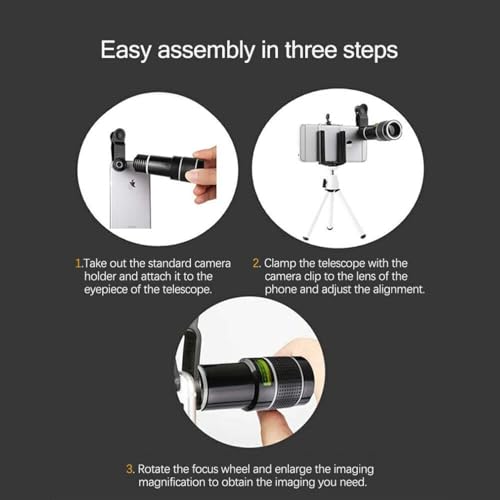 20X Zoom Mobile Phone Camera Lens Kit Clip-On HD Telephoto Telescope with Universal Fit, Portable Long-Range Lens for iPhone Android Samsung Ideal for Travel Sports and Wildlife Photography