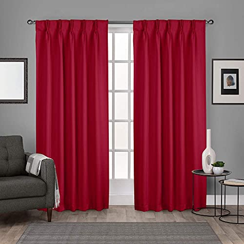 Sky Wave Double Pinch Pleated Blackout Curtains 100% Polyester for Room Decoration with Easy Hanging Options via Back Hooks. (Chilli 42 Inch Wide by 45 Inch Long- 2 Pannels Combined Size)