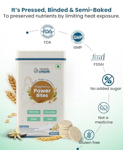 Healofy Nutriplus Pregnancy Power Bites Vanilla Flavour (Pack of 2-480gm) - Image 6