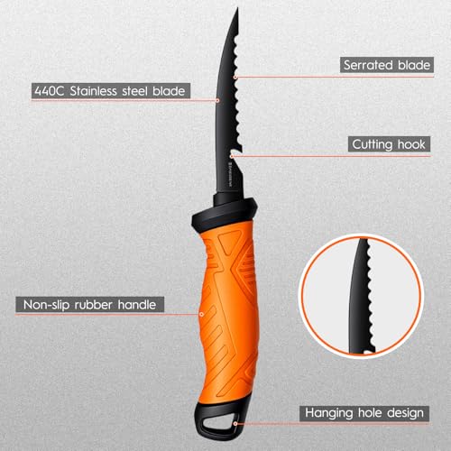 BasicGear Fishing Fillet Knife Set of 4, 5-7-8-9 in, 440C Steel Super Sharp - image 4
