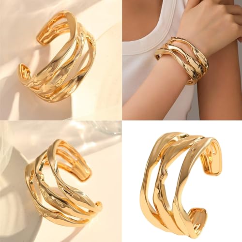 Bague réglable ouverte plaquée or texture confort durable femme