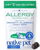 Native Pet Dog Allergy Chews - Dog Allergy Relief for Medium Breeds - Supports Seasonal Itch Relief, Healthy Immune Function & Reduces Sneezing - Colostrum, Spirulina, & Probiotics - 120 Days Supply