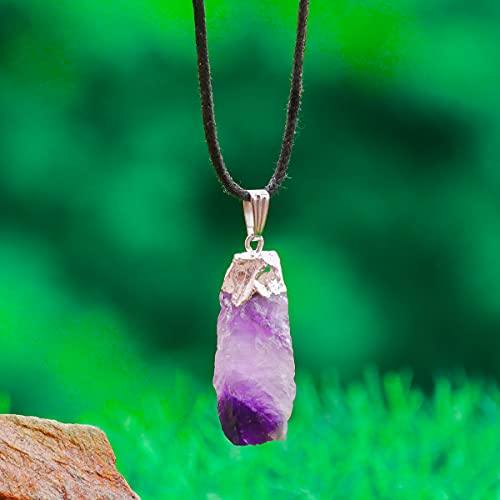Subsh Raw Amethyst Silver Plated Raw Pendant Handmade Necklaces Crystal Crown Chakra Perfect Gems Charm Healing Rocks Men's Necklaces Prosperity Crystals Stones Jewelry Unique Mothers Day Gifts #TOP5