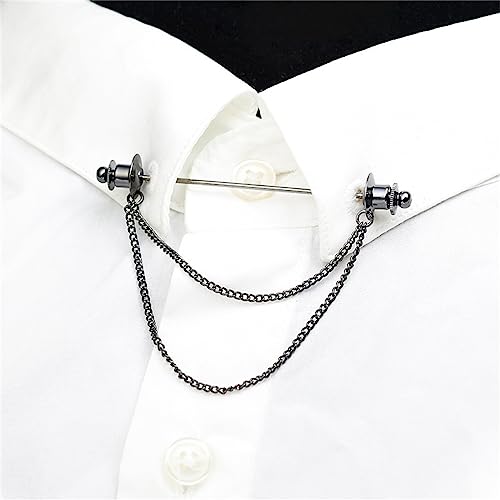 Image of Chain Lapel Pin Collar Bar Tassel Brooch Classic Ball Head Brass Shirt Collar Bar Tie Pins for Men Wedding Business