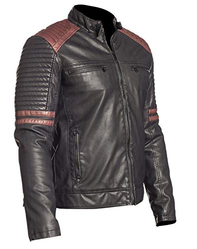 Image of Black Leather Jacket Men - Black Real Lambskin Mens Motorcycle Jacket