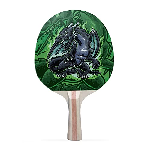 TigerTail Sports Black Dragon Colorful Design Ping Pong Paddle, Premium 5 Ply Table Tennis Racket (Black on Back)
