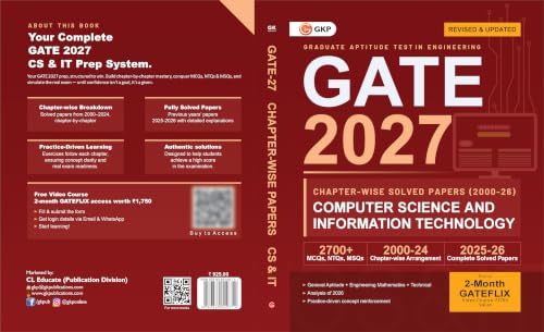 Image of GATE 2027 Computer Science & Information Technology | Chapter-wise Previous Year Solved Papers (2000-2026) | 27 Years PYQ with Detailed Solutions | ... & MSQs | GATE CS IT Chapterwise Question Bank