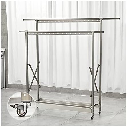 Portable Folding Clothes Drying Rack - Heavy Duty Aluminum Tripod, Space-Saving, Freestanding Laundry Rack with 360° Rotation and 4 Movable Casters for Easy Use,120Cm-A