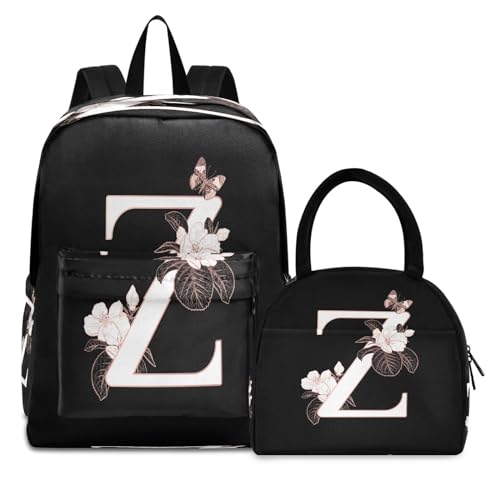 Z Backpack for Kids, Girls Boys Lightweight Elementary Bookbag with Lunch Box