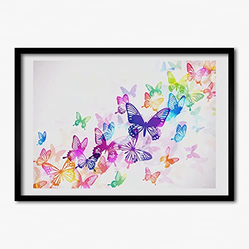 Cadre photo 70x50 cm Papillons Colorés en bois MDF Tulup pour sublimer votre décoration moderne
