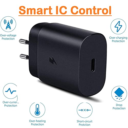 Image of Original 25 Watt USB-C Super Fast Adapter for Samsung Galaxy S22 Ultra 5G |S22+ 5G|S20 Ultra 5G|S20 Ultra|S10 Lite Only Adapter- Black