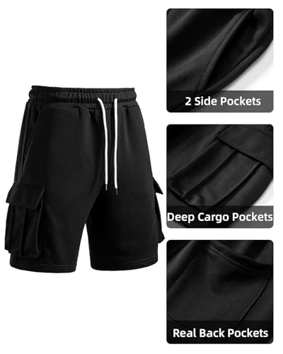 Image of Men's Cargo Sweat Shorts Casual Workout Athletic Jogger Gym SweatShorts