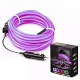 Fita LED Neon para Painel de Carro, 5M, Iluminação Ambiente Automotiva com Plugue de Cigarro, Múltiplas Cores Disponíveis, Universal (Roxo, 5m)