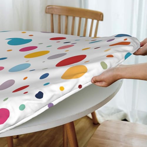 Nappe ronde ajustée en polyester de qualité à beau motif - 5